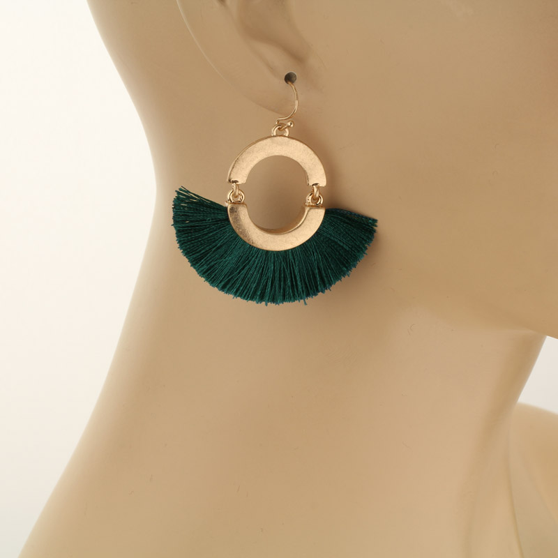 1.5" Mini Tassel Metal Fish Hook Earrings - Image 2