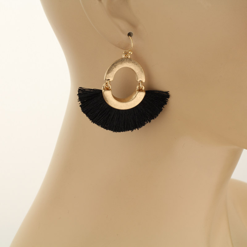 1.5" Mini Tassel Metal Fish Hook Earrings - Image 2