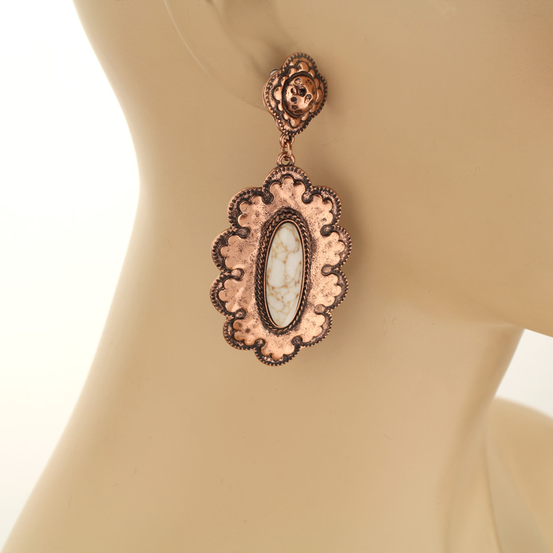 Western Style Stone Post Earrings - Image 2