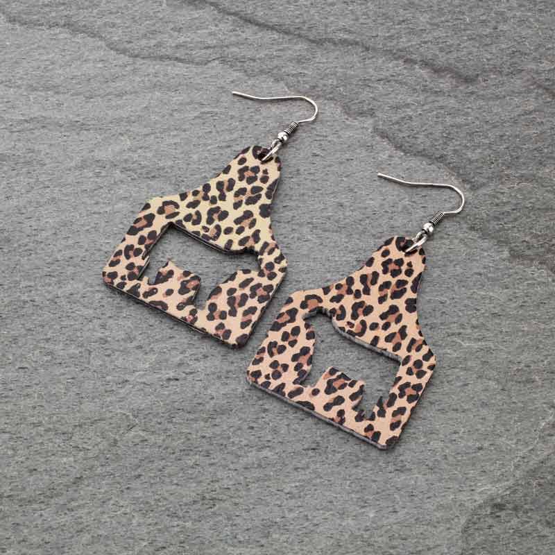 Navajo Style Cattle Tag Wood Fish Hook Earrings