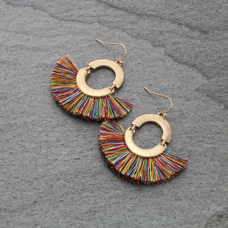 1.5" Mini Tassel Metal Fish Hook Earrings