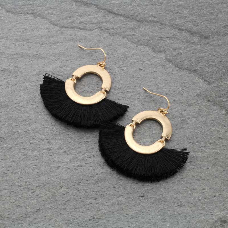 1.5" Mini Tassel Metal Fish Hook Earrings