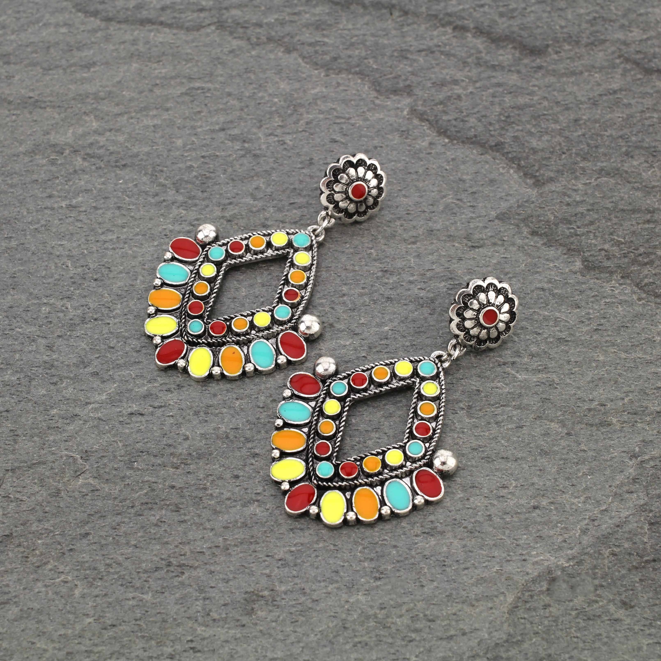 Concho Epoxy Post Earrings