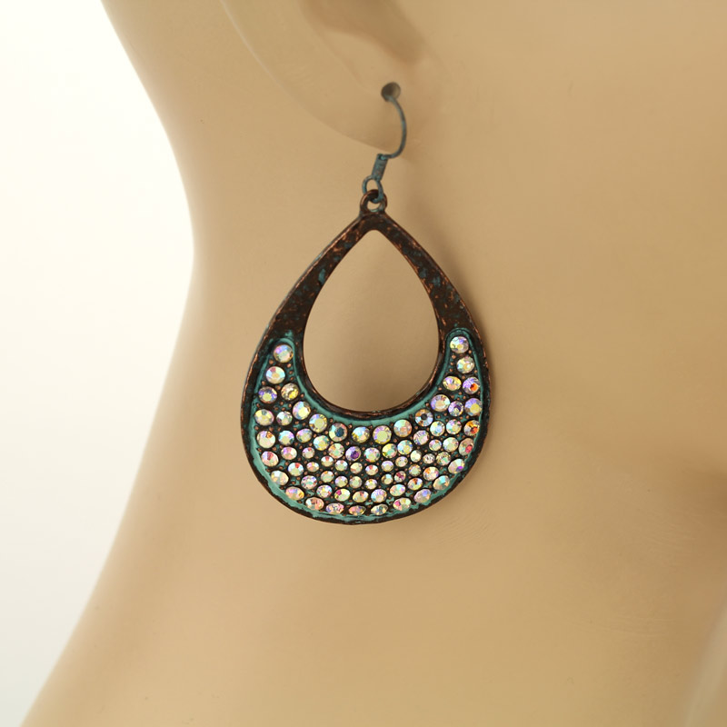 Teardrop Stone Fish Hook Earrings - Image 2