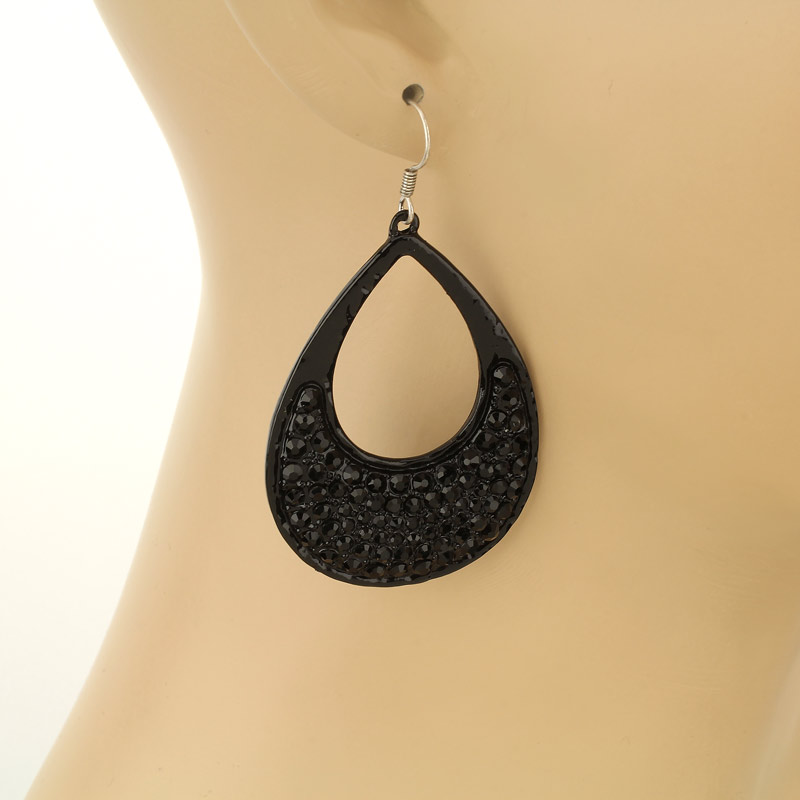 Teardrop Stone Fish Hook Earrings - Image 2