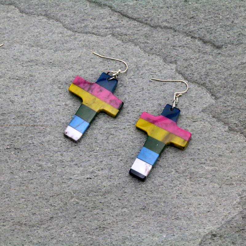 Western Cross Clay Bead Fish Hook Earrings
