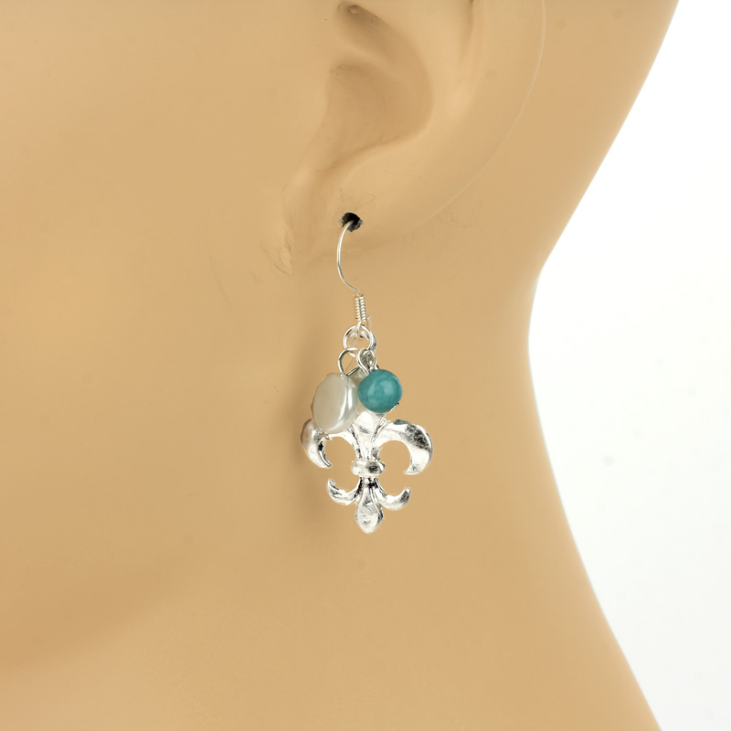 Fleur De Lis Fish Hook Earrings - Image 2