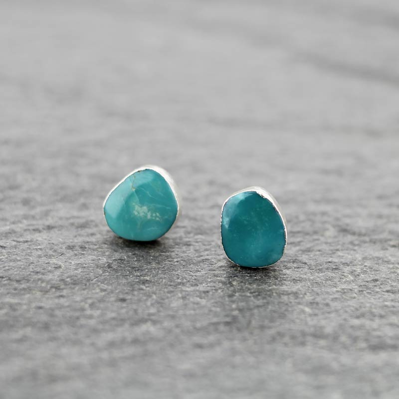 Fine Jewelry Platinum Plated Sterling Silver Natural Stone Stud Earrings - Image 3