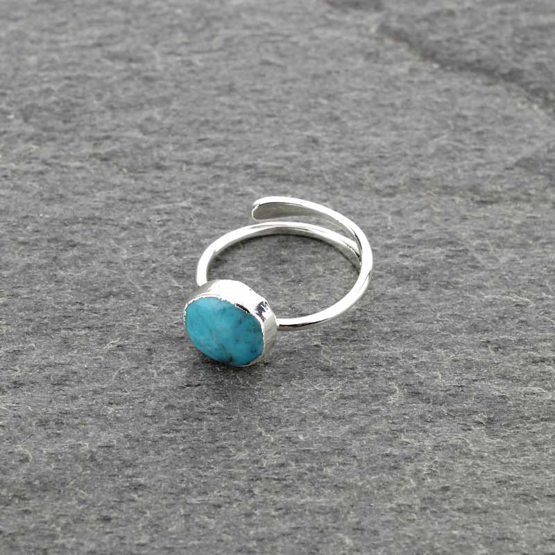 Fine Jewelry Platinum Plated Sterling Silver Natural Stone Ring - Image 2