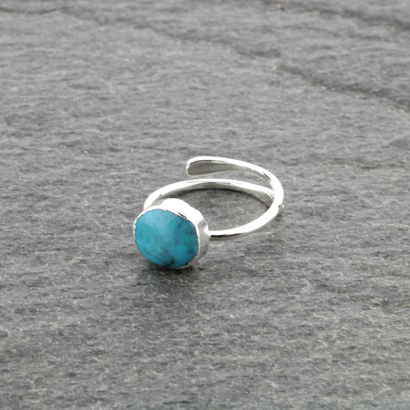 Fine Jewelry Platinum Plated Sterling Silver Natural Stone Ring