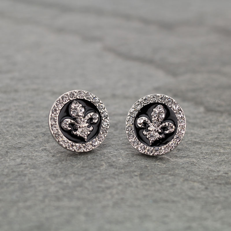 Fleur De Lis Rhinestone Earrings