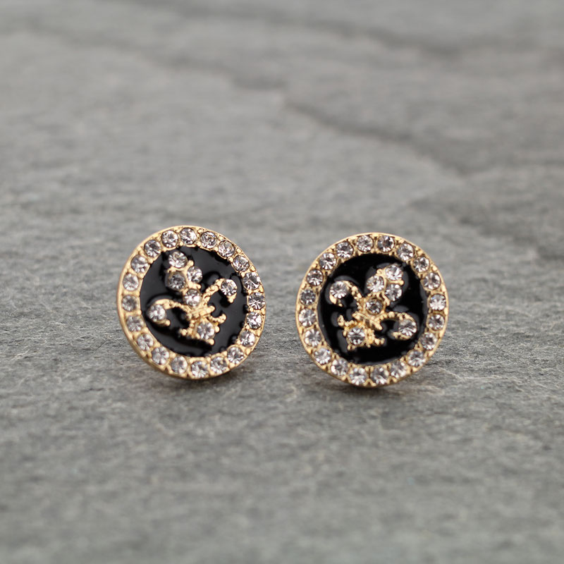 Fleur De Lis Rhinestone Earrings