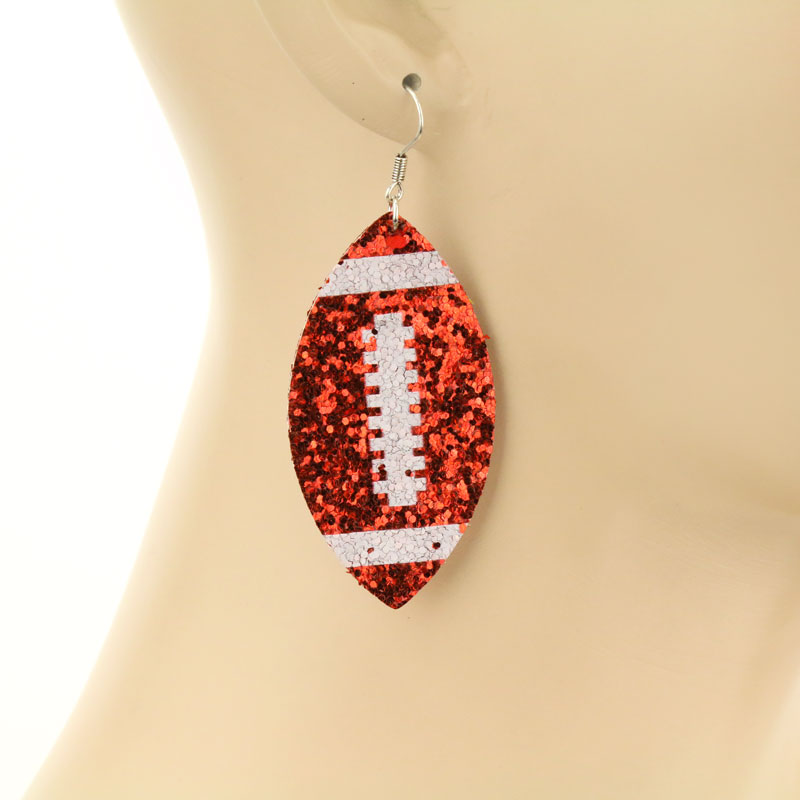 Glitter Football Fish Hook Earrings - Image 2