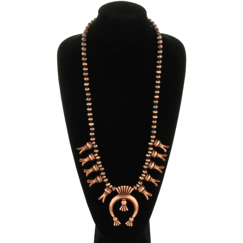 Western Navajo Style Pearl Squash Blossom Necklace - Image 3
