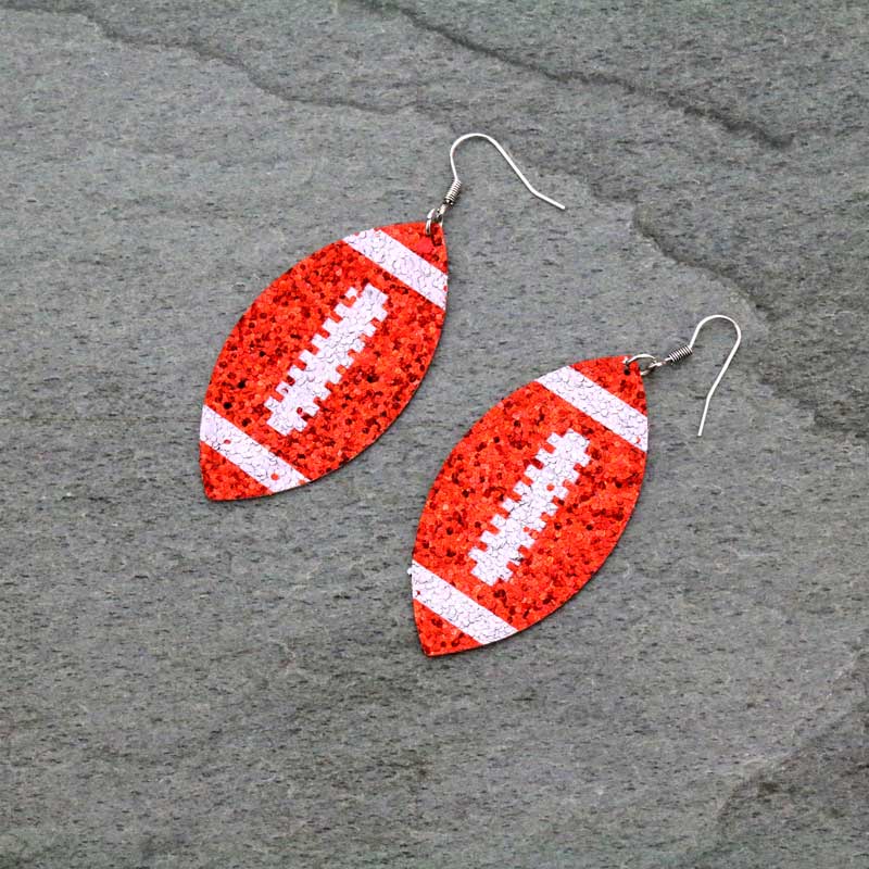 Glitter Football Fish Hook Earrings
