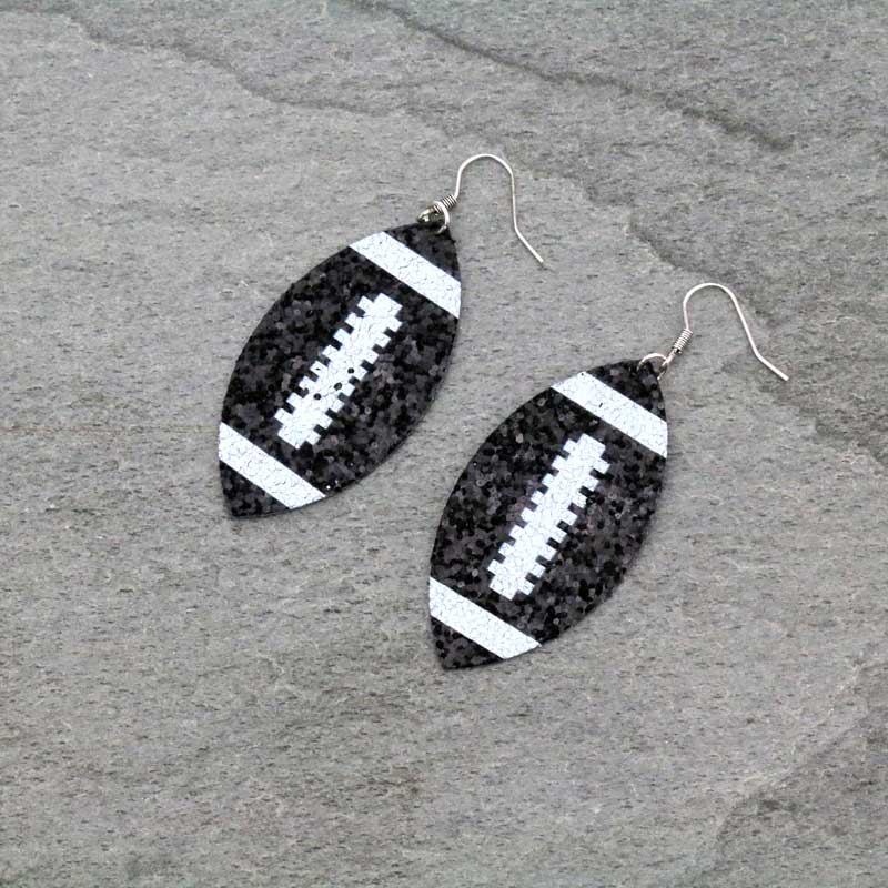 Glitter Football Fish Hook Earrings