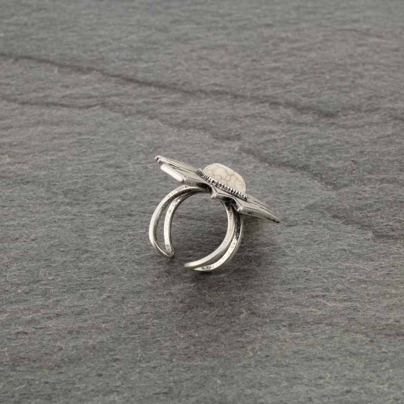Natural White Stone Aztec Adjustable Ring - Image 3