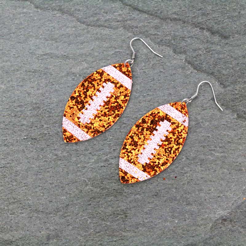Glitter Football Fish Hook Earrings