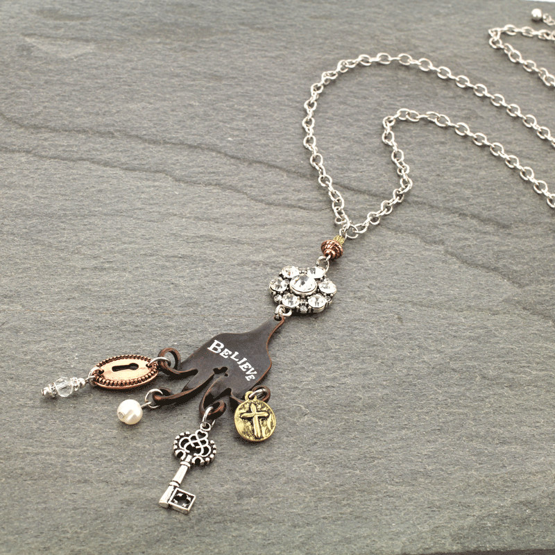"Believe" Fork Pendant Necklace