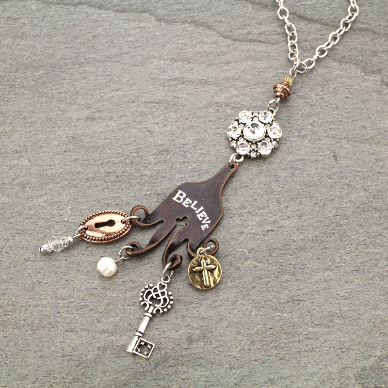 "Believe" Fork Pendant Necklace - Image 3