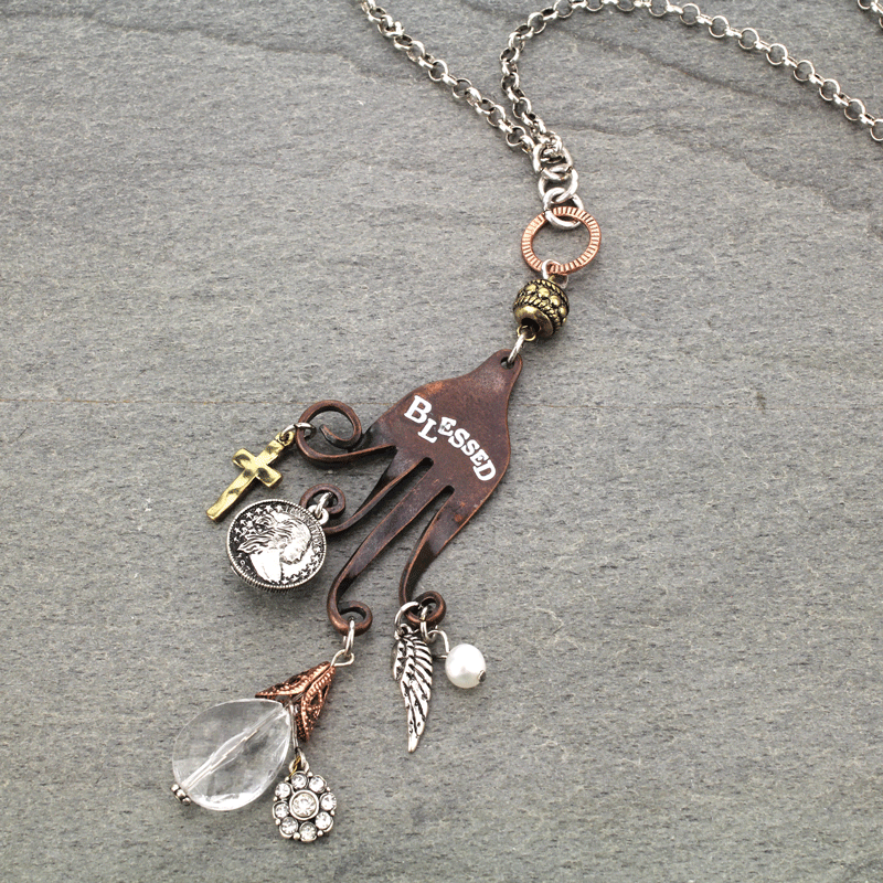 "Blessed" Fork Pendant Necklace - Image 3