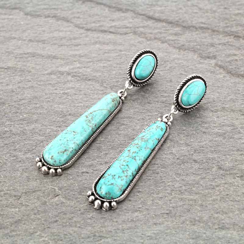 Natural Stone Post Earrings - Image 2