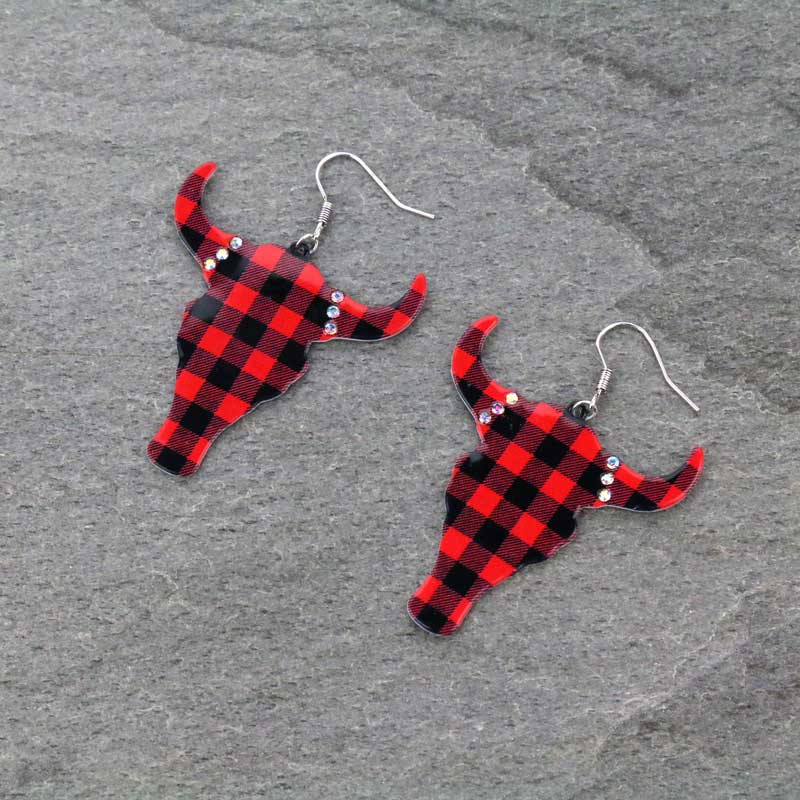 Steer Head Fish Hook Earrings