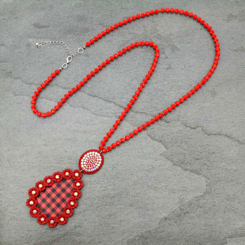 Plaid Pattern pendant Necklace