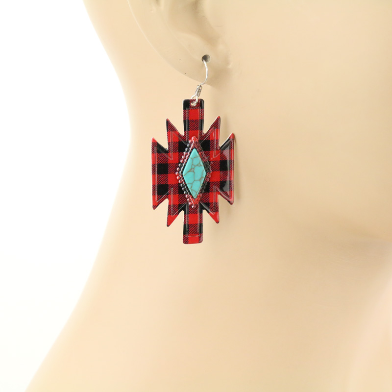 Western Aztec Casting Fish Hook Earrings - Image 2