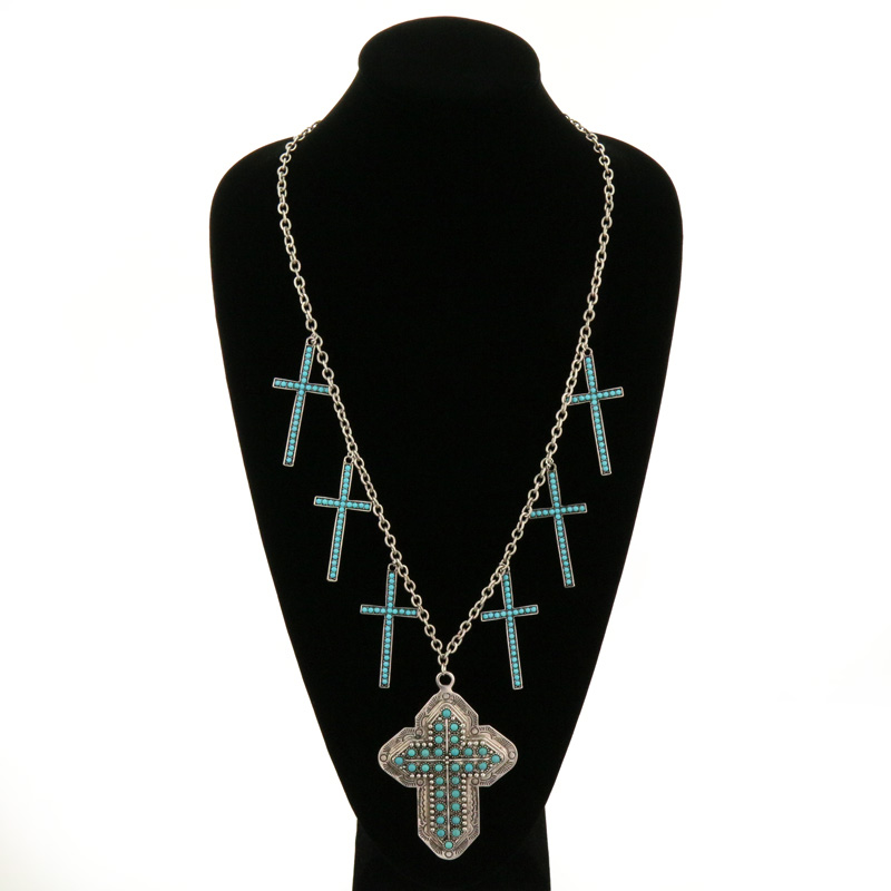 Natural Stone Cross Pendant Necklace - Image 2