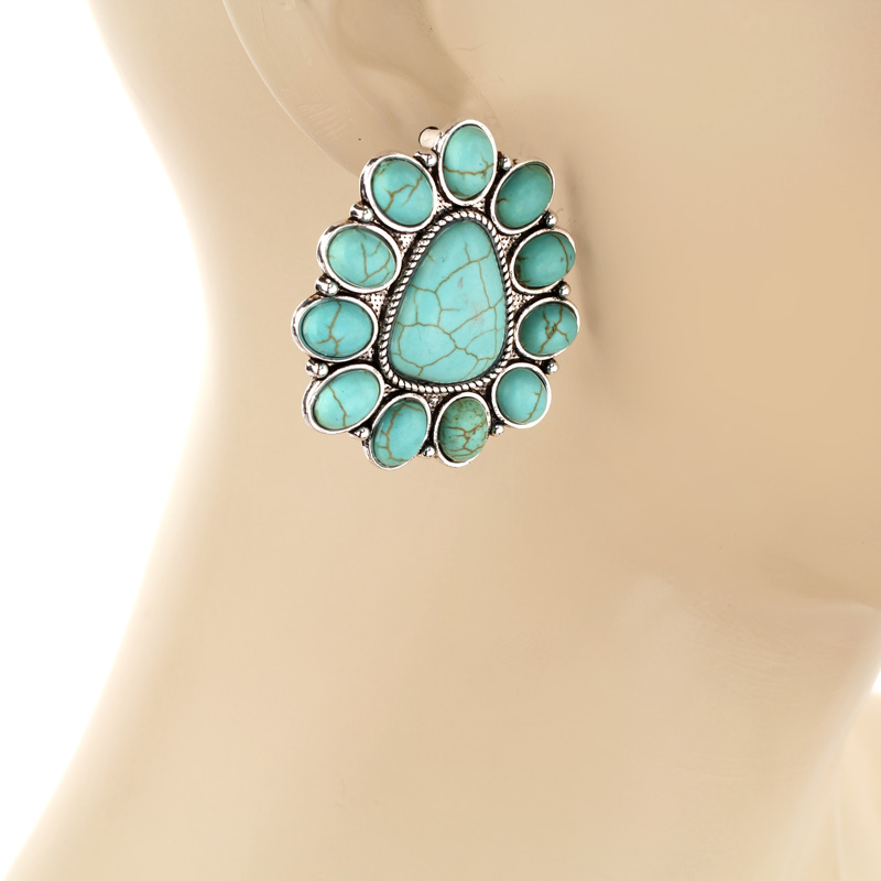 Western Style Stone Post Earrings - Image 2