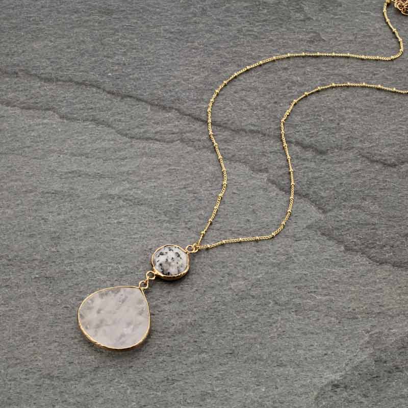 Teardrop Precious Stone Necklace