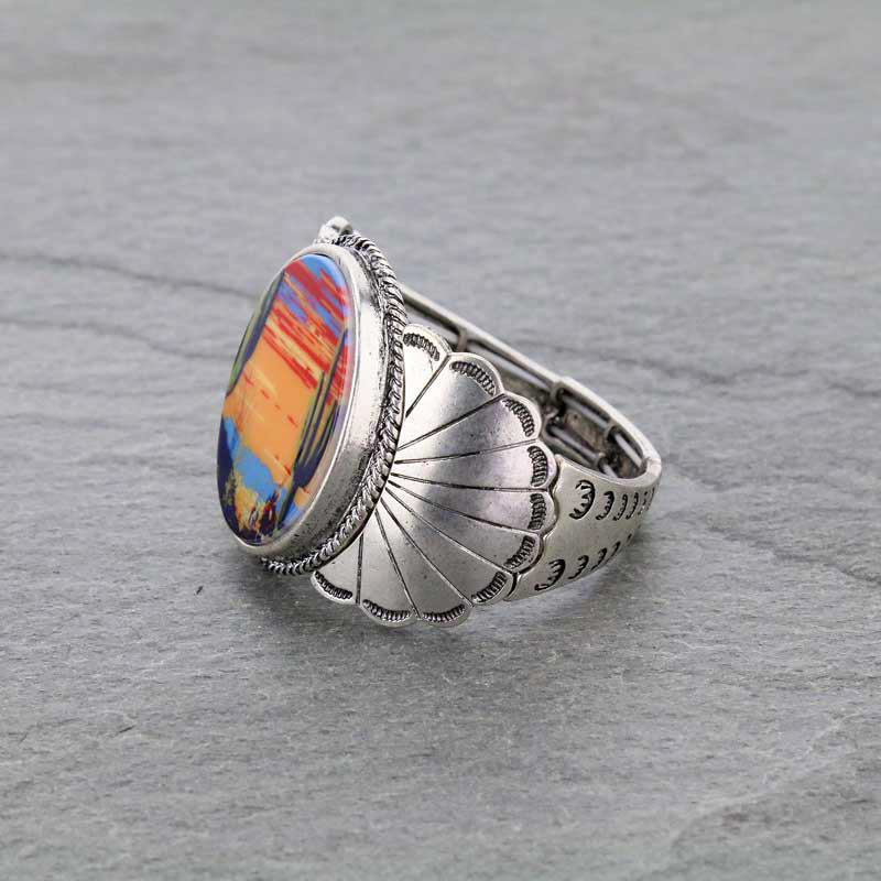 Western Sunset Portrait Cuff Stretch Bracelet - Image 2