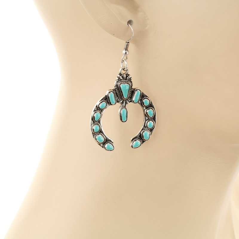 Western Squash Blossom Fish Hook Earrings - Image 2