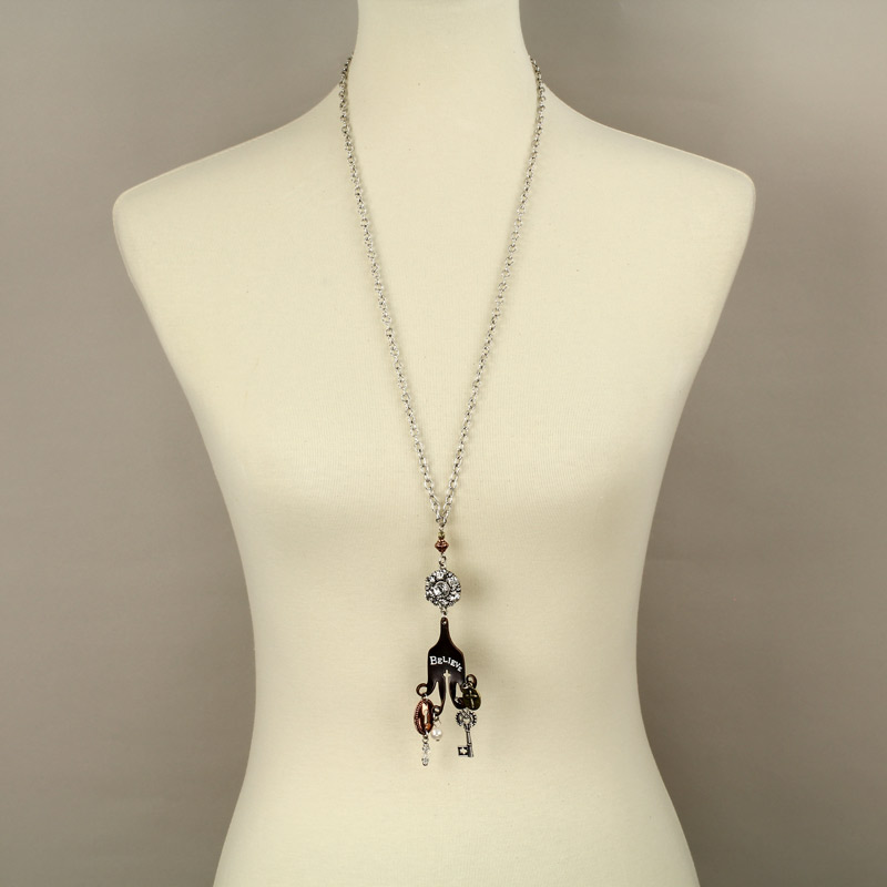 "Believe" Fork Pendant Necklace - Image 2