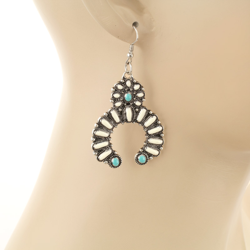 Western Squash Blossom Fish Hook Earrings - Image 2