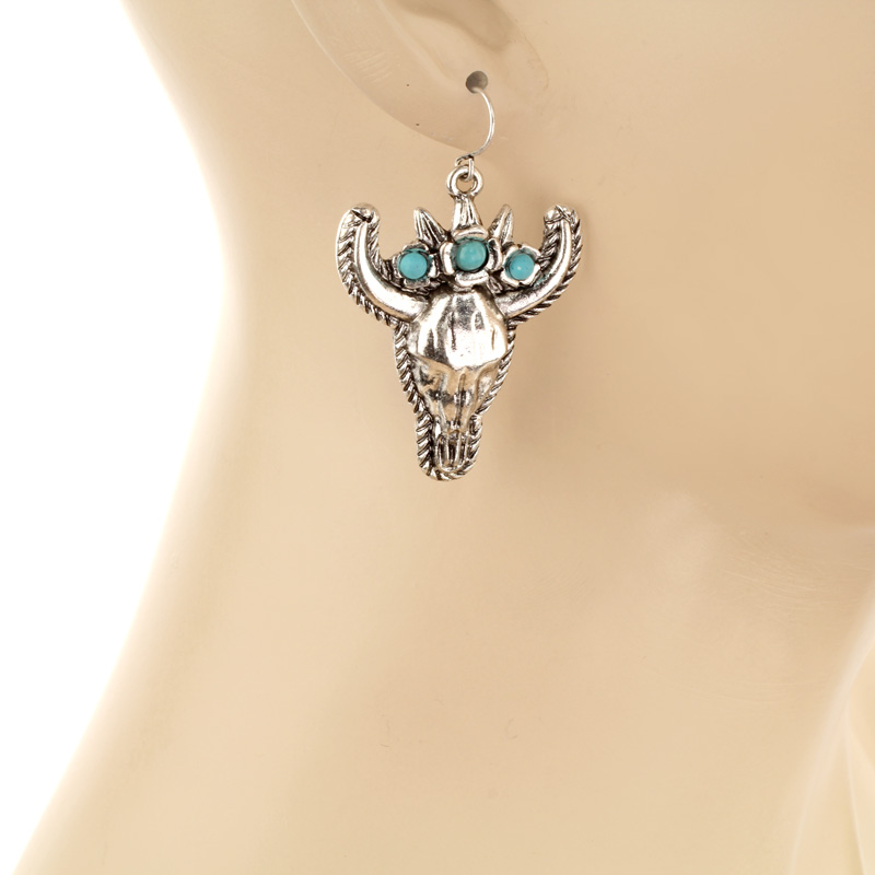 Western Longhorn Fish Hook Earrings - Image 2