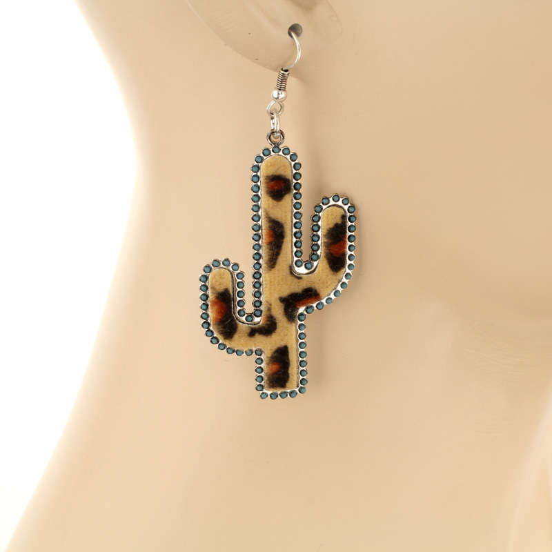Western Leopard Cactus Fish Hook Earrings - Image 2
