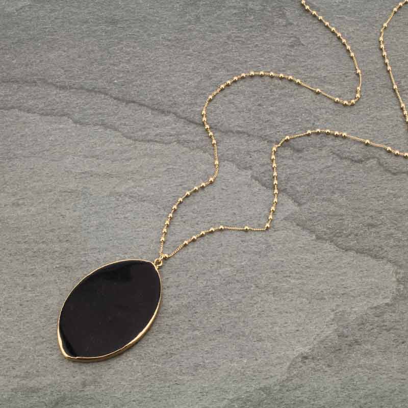 Long Gemstone Chain Necklace