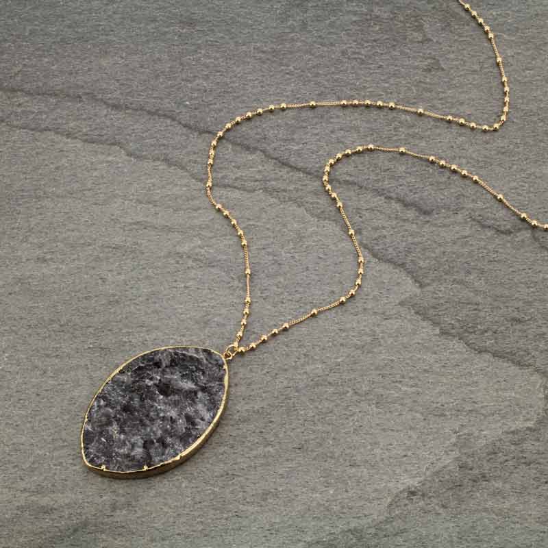 Long Gemstone Chain Necklace