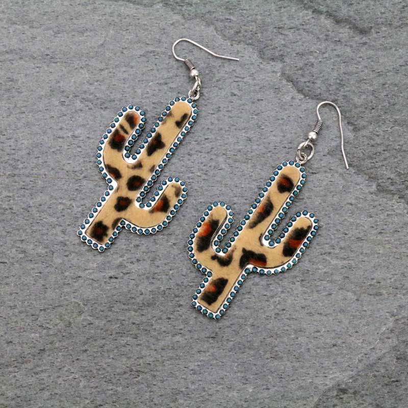 Western Leopard Cactus Fish Hook Earrings