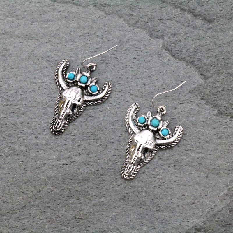 Western Longhorn Fish Hook Earrings