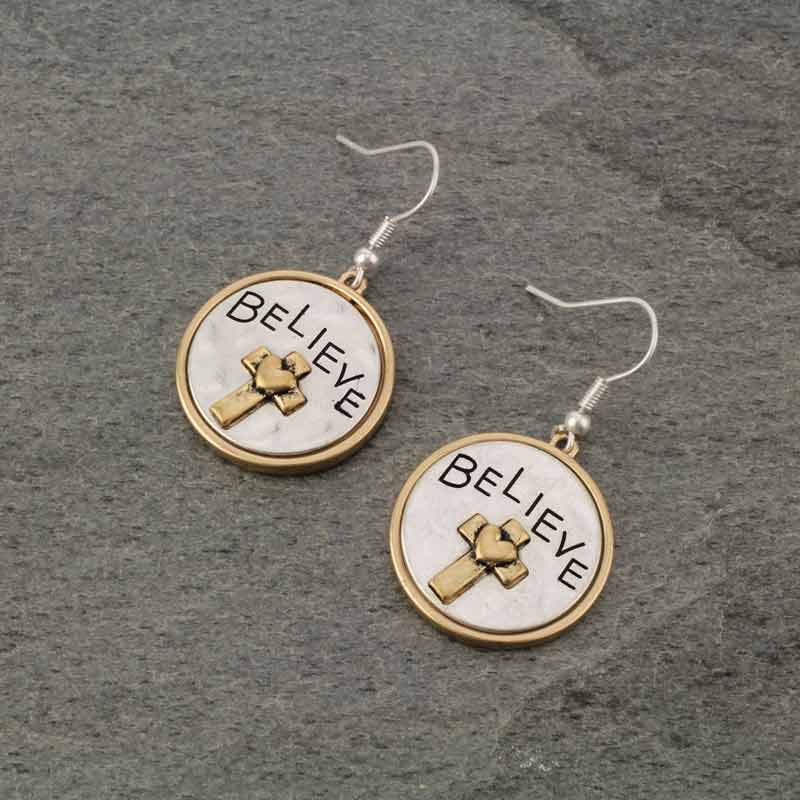 Believe Inspiration Fish Hook Earrings