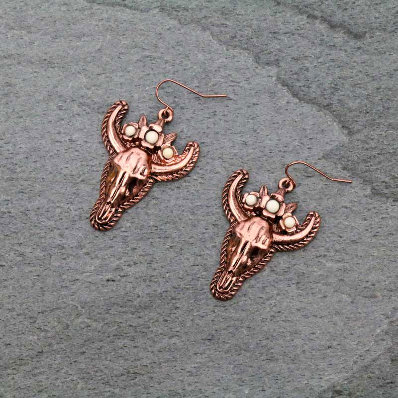 Western Longhorn Fish Hook Earrings