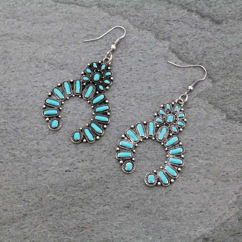 Western Squash Blossom Fish Hook Earrings