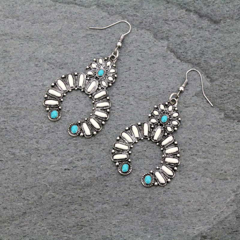 Western Squash Blossom Fish Hook Earrings