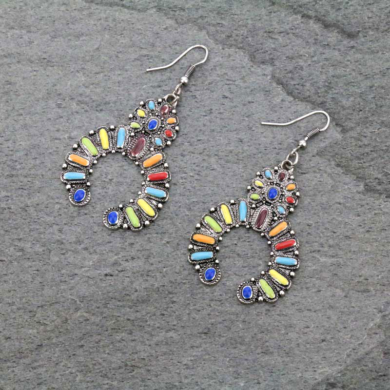 Western Squash Blossom Fish Hook Earrings