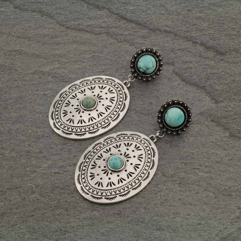 Concho Natural Stone Post Earrings
