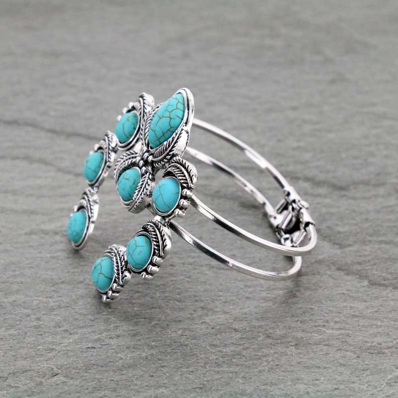 Western Squash Blossom Hinge Cuff Bracelet - Image 2