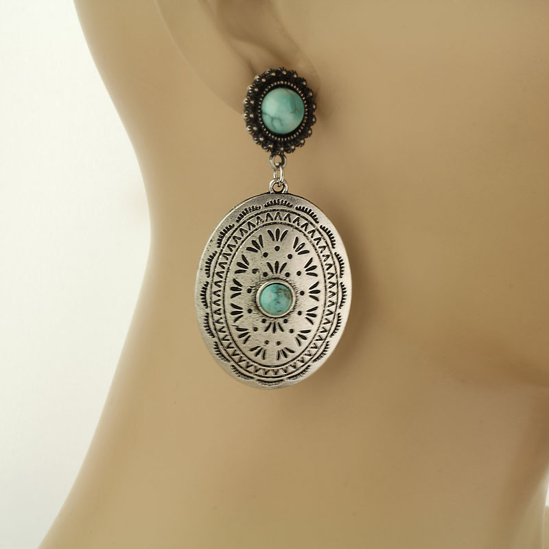 Concho Natural Stone Post Earrings - Image 2